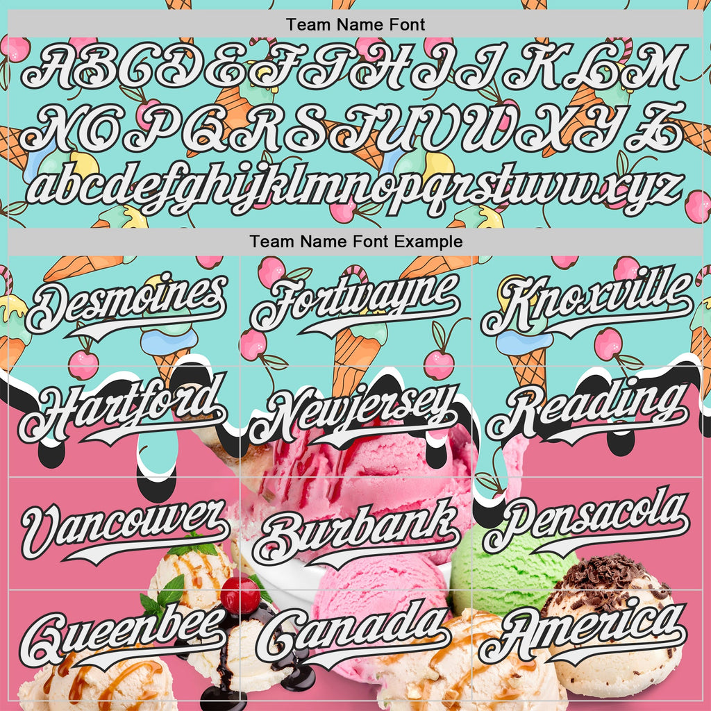 Custom Ice Blue White-Black Ice Cream Foodie Dessert Authentic Baseball Jersey