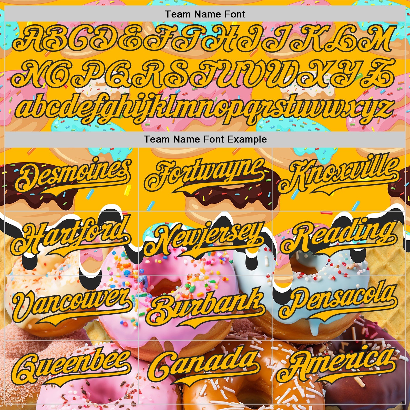 Custom Gold-Black Ice Cream Donut Foodie Dessert Authentic Baseball Jersey