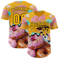 Custom Gold-Black Ice Cream Donut Foodie Dessert Authentic Baseball Jersey