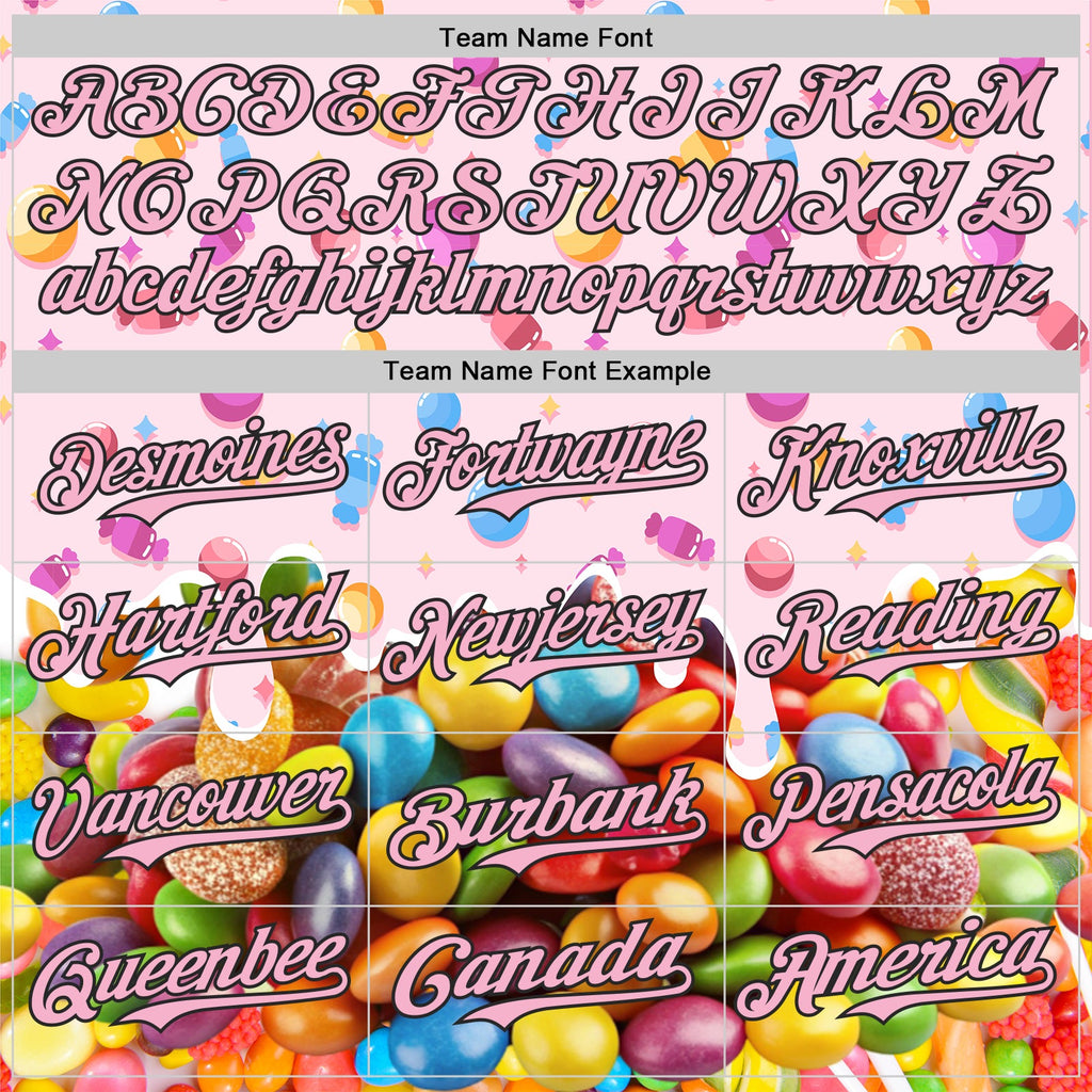 Custom Light Pink-Black Candy Ice Cream Sweet Sugar Authentic Baseball Jersey