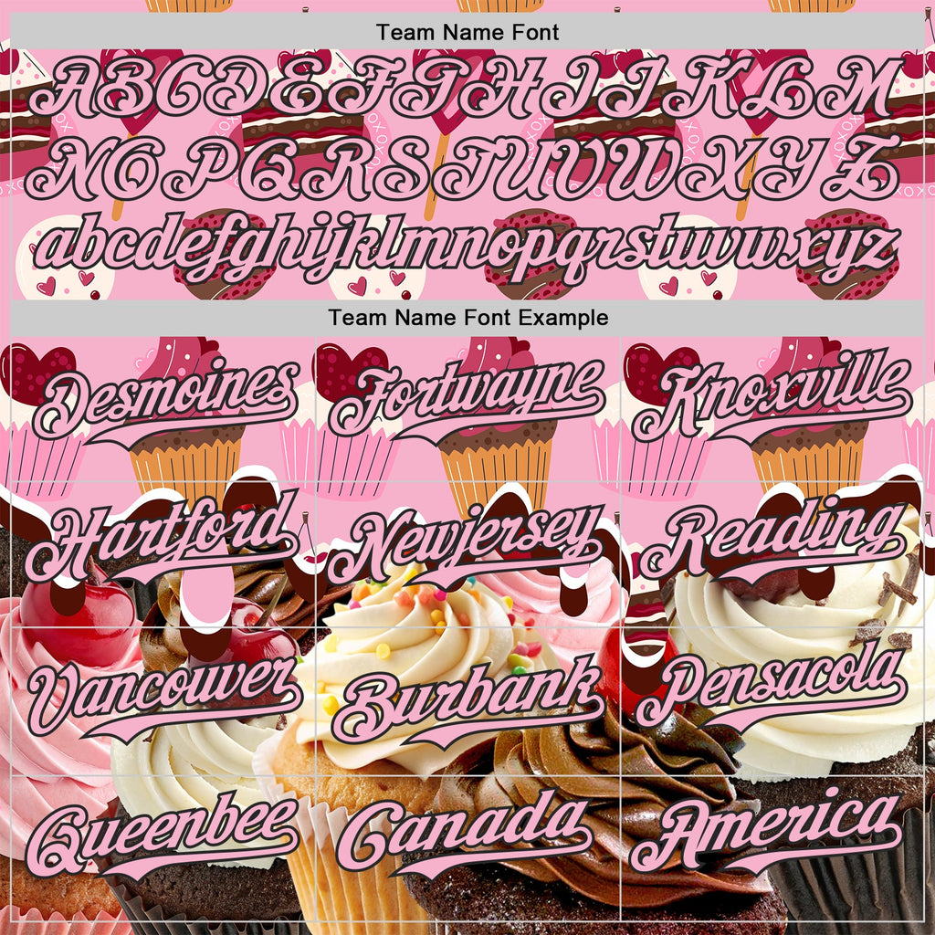 Custom Light Pink-Black Ice Cream Cake Foodie Dessert Authentic Baseball Jersey