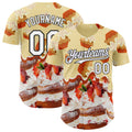 Custom Light Yellow White-Black Ice Cream Cake Foodie Dessert Authentic Baseball Jersey