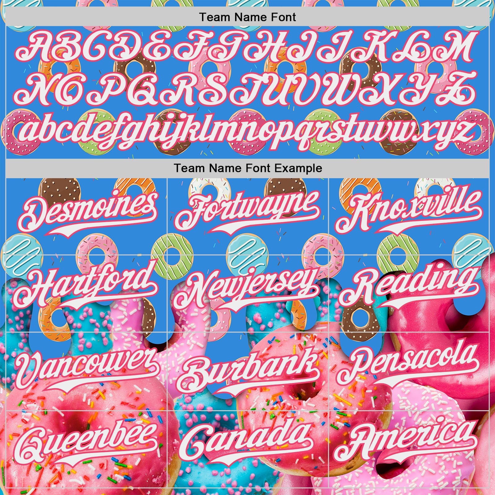 Custom Electric Blue White-Neon Pink Ice Cream Donut Foodie Dessert Authentic Baseball Jersey