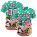 Custom Aqua Light Pink-Black Ice Cream Cake Donut Foodie Dessert Authentic Baseball Jersey
