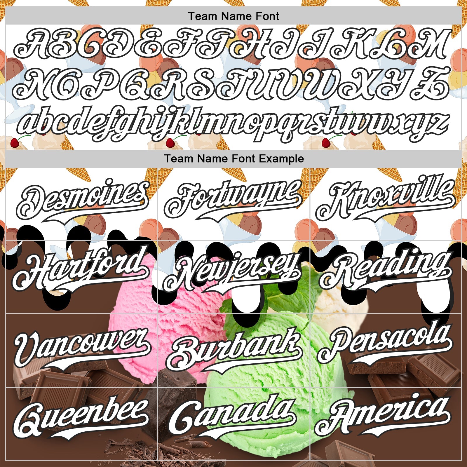 Custom White-Black Ice Cream Foodie Dessert Authentic Baseball Jersey