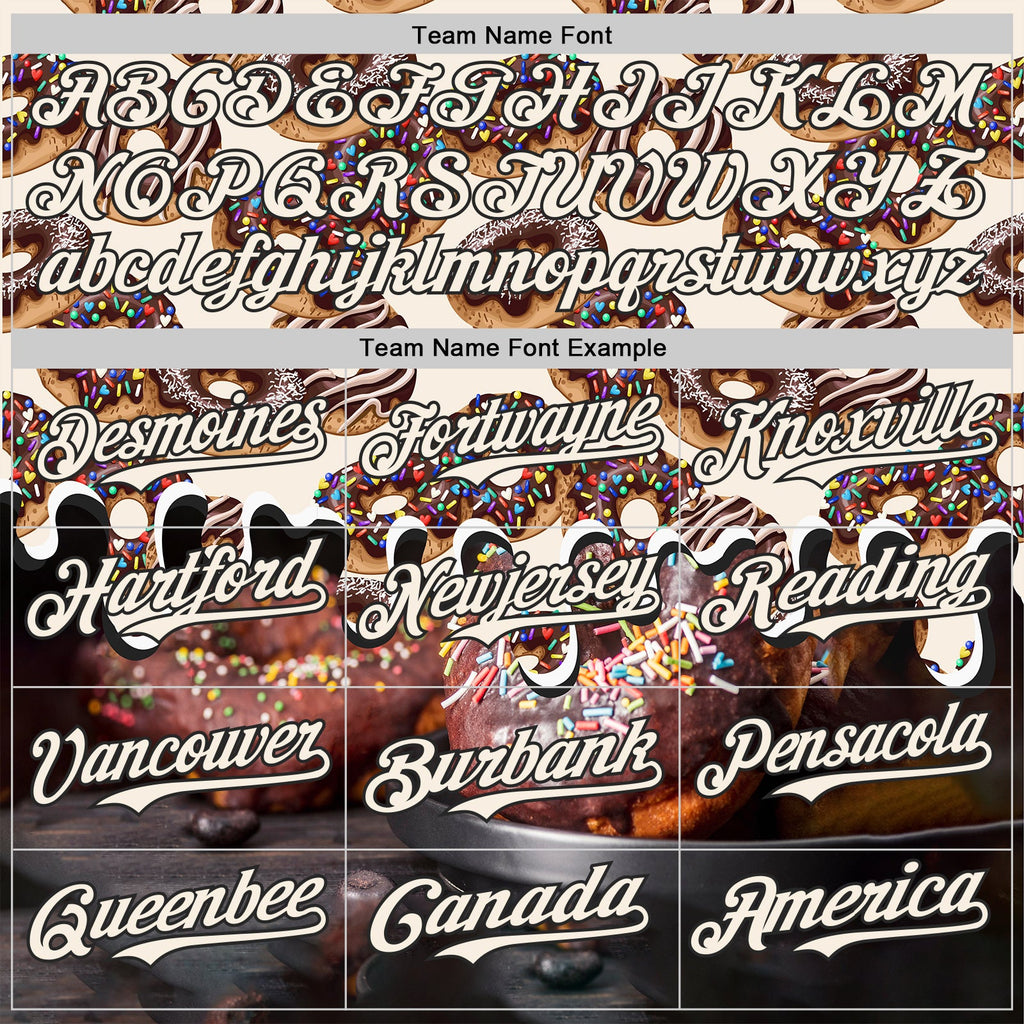 Custom Cream-Black Ice Cream Donut  Foodie Dessert Authentic Baseball Jersey