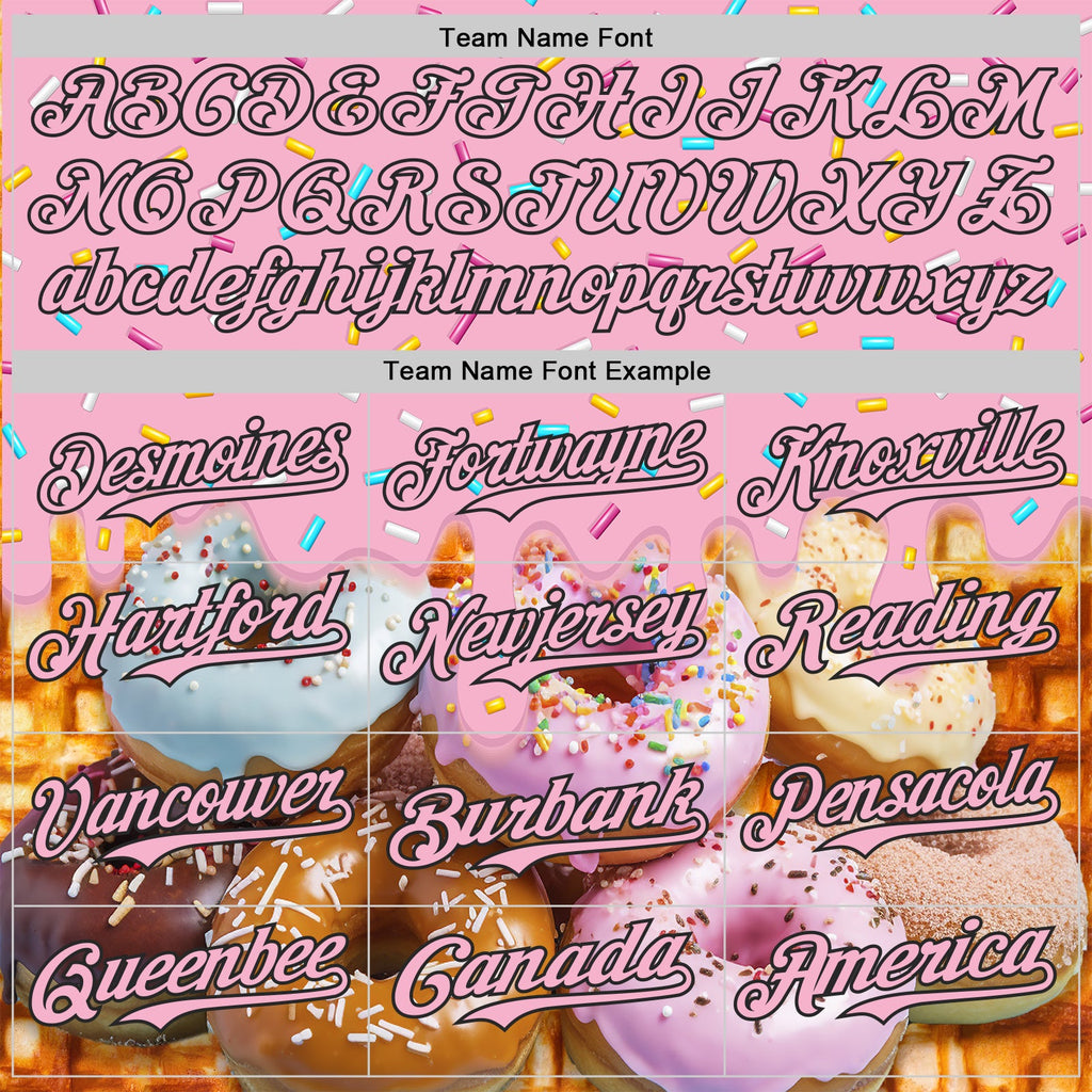 Custom Light Pink-Black Ice Cream Donut  Foodie Dessert Authentic Baseball Jersey