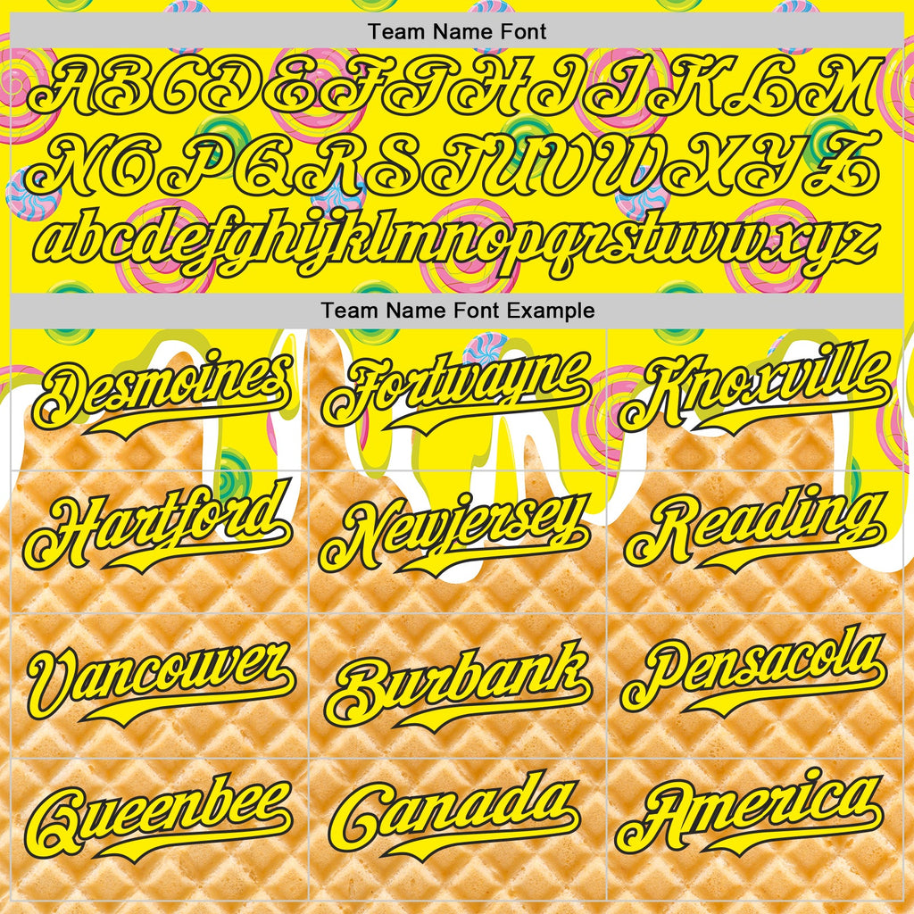 Custom Light Yellow-Black Ice Cream Waffle Donut  Foodie Dessert Authentic Baseball Jersey