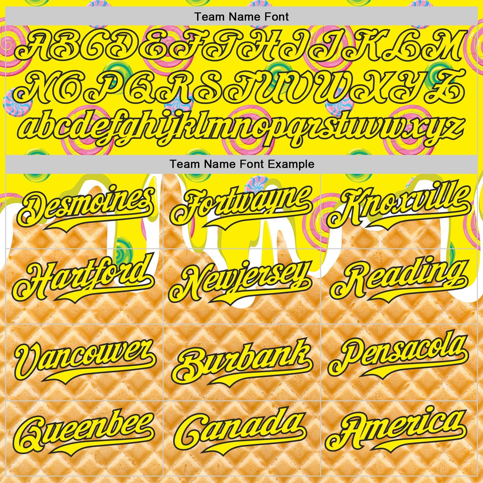 Custom Light Yellow-Black Ice Cream Waffle Donut  Foodie Dessert Authentic Baseball Jersey