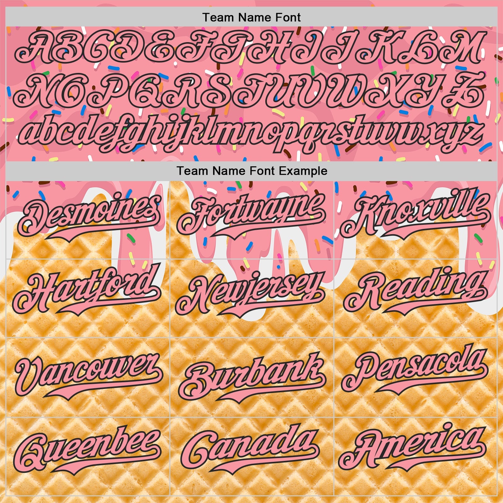 Custom Medium Pink-Black Ice Cream Waffle Foodie Dessert Authentic Baseball Jersey