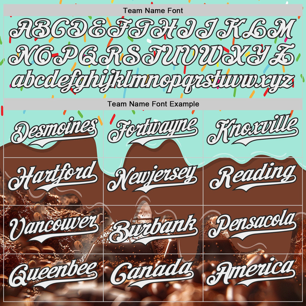 Custom Ice Blue White-Black Ice Cream Chocolate Foodie Dessert Authentic Baseball Jersey