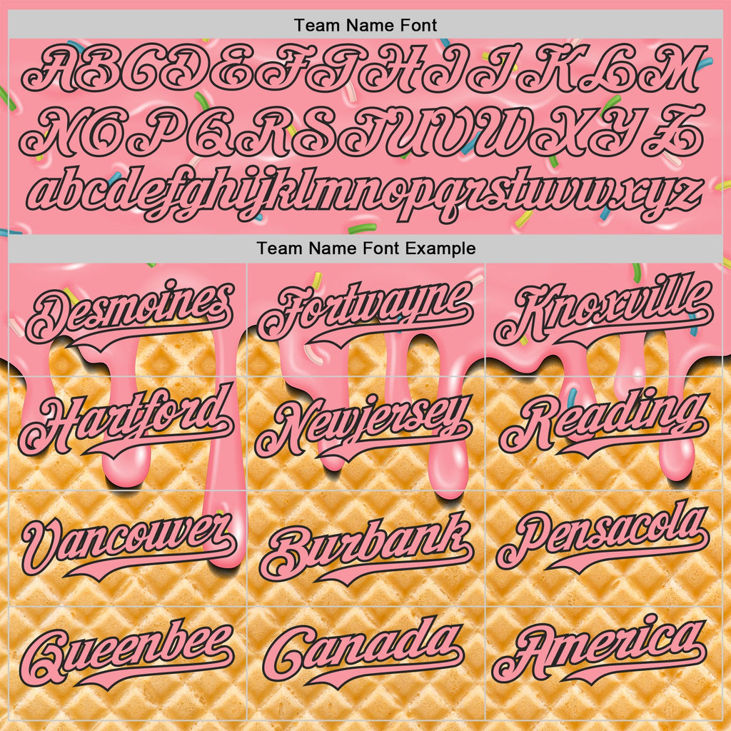 Custom Medium Pink-Black Ice Cream Waffle Foodie Dessert Authentic Baseball Jersey