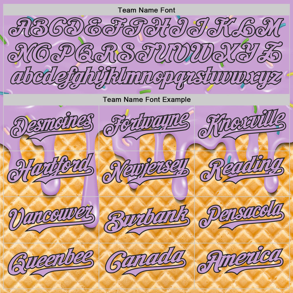 Custom Light Purple-Black Ice Cream Waffle Foodie Dessert Authentic Baseball Jersey
