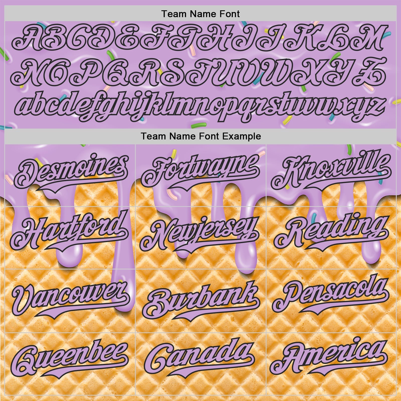 Custom Light Purple-Black Ice Cream Waffle Foodie Dessert Authentic Baseball Jersey