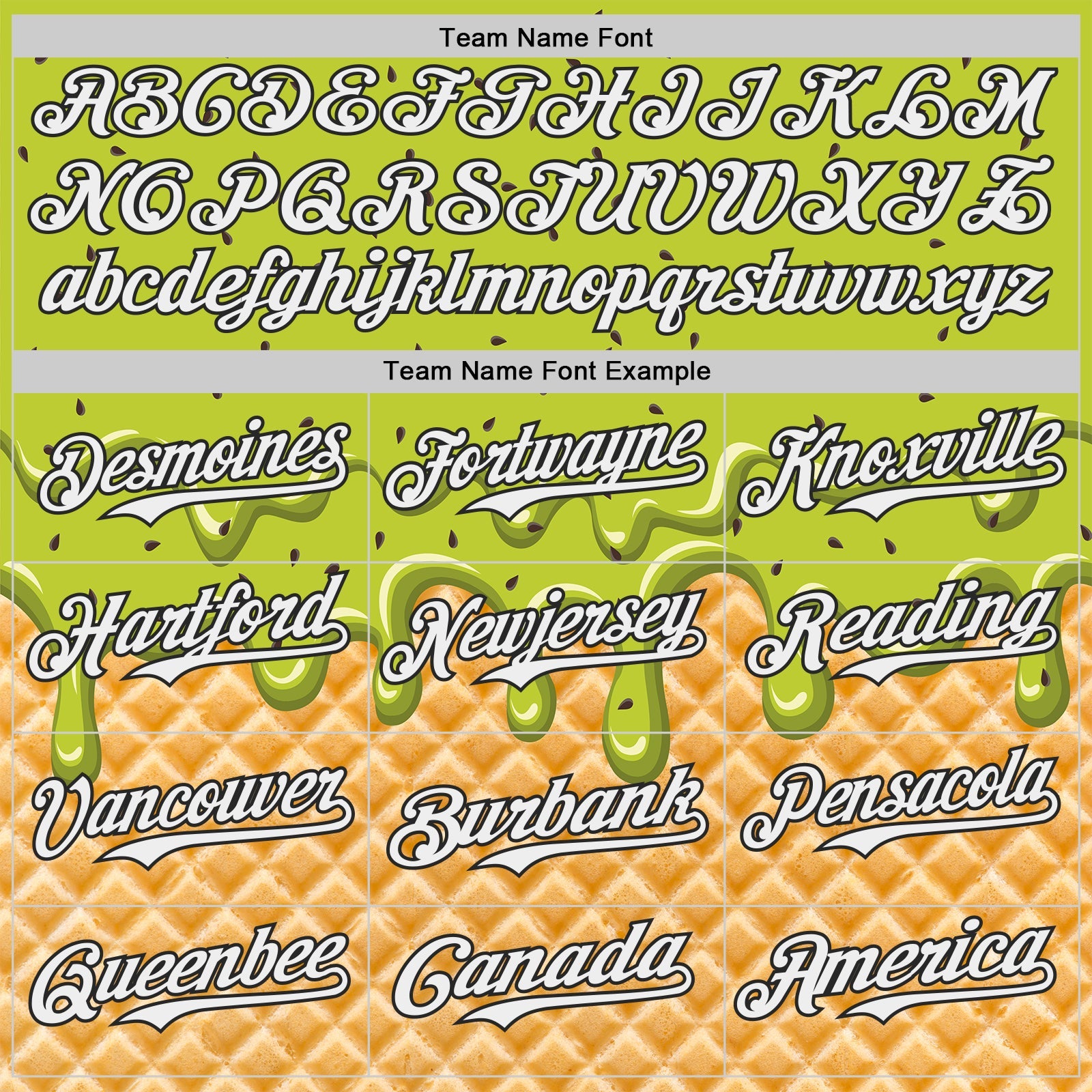 Custom Neon Green White-Black Ice Cream Waffle Foodie Dessert Authentic Baseball Jersey