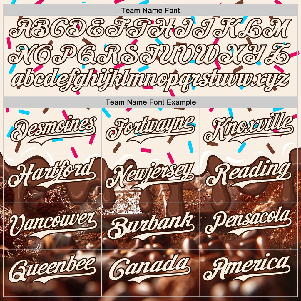 Custom Cream-Brown Ice Cream Chocolate Foodie Dessert Authentic Baseball Jersey
