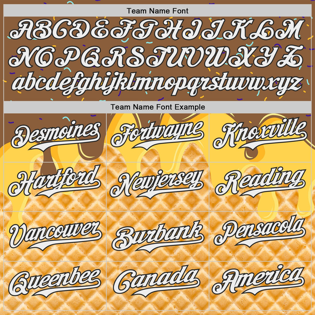 Custom Brown White-Black Ice Cream Waffle Foodie Dessert Authentic Baseball Jersey