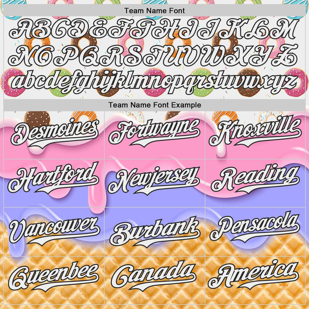 Custom White-Black Ice Cream Waffle Donut Foodie Dessert Authentic Baseball Jersey