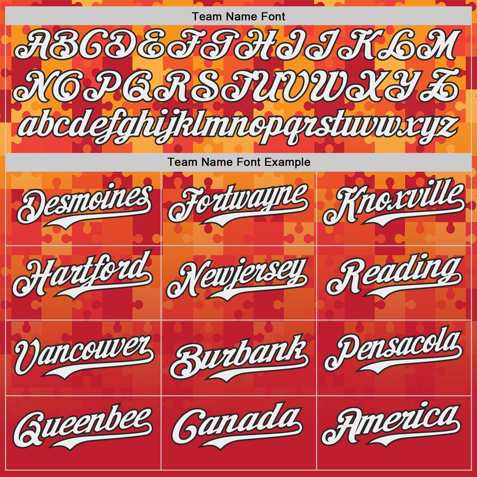 Custom Orange White-Black Puzzle 3D Pattern Design Authentic Baseball Jersey