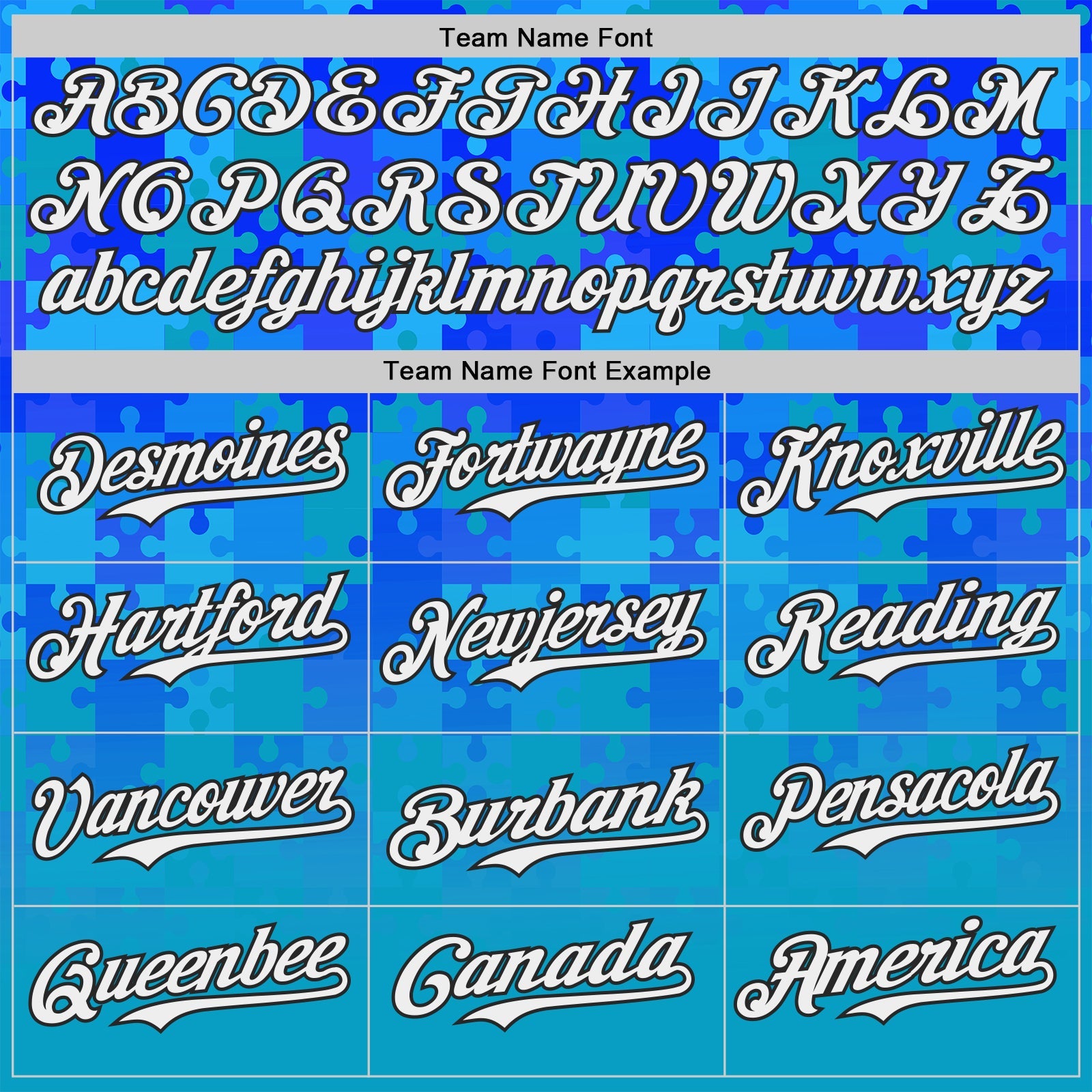 Custom Blue White-Black Puzzle 3D Pattern Design Authentic Baseball Jersey