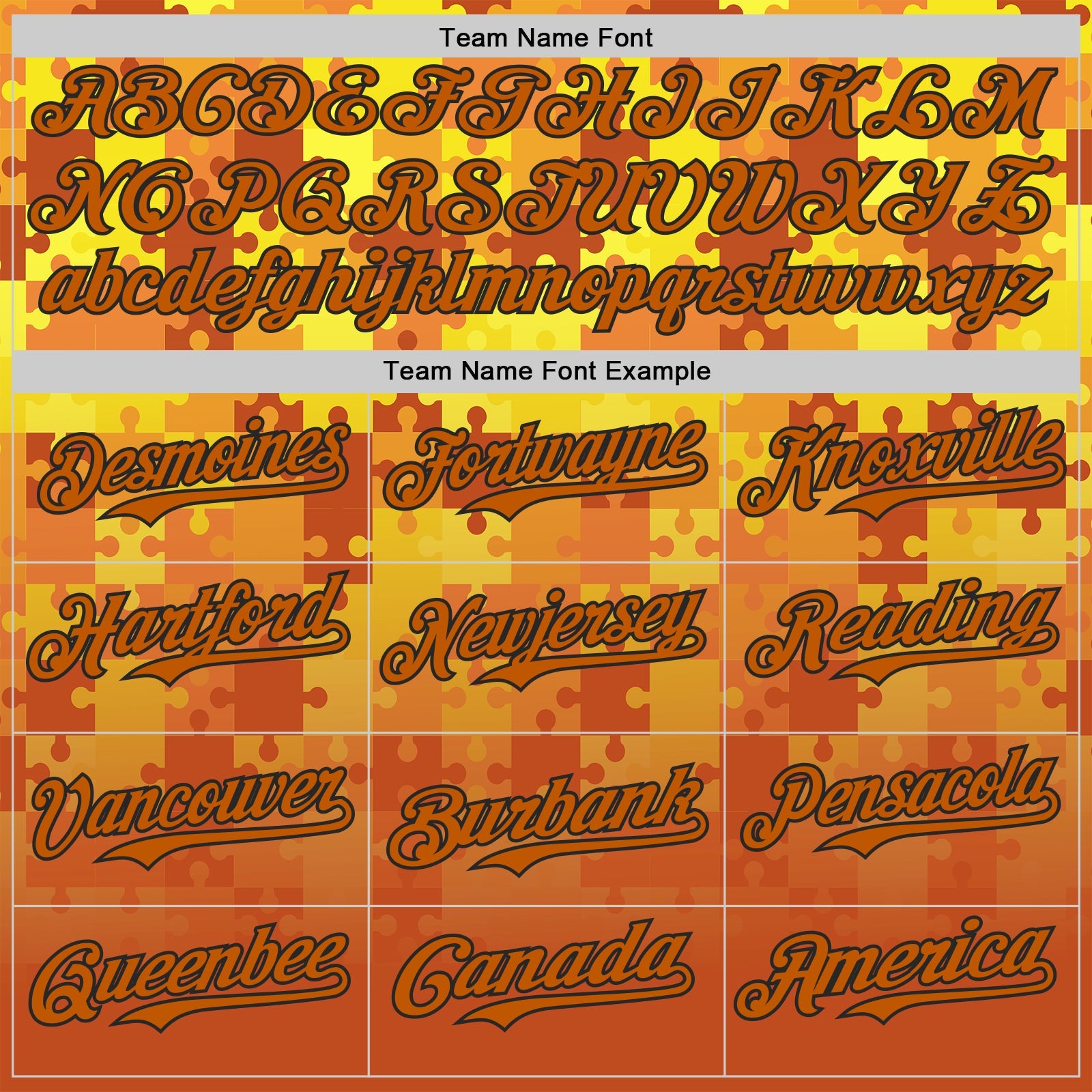 Custom Orange White Gold-Black Puzzle 3D Pattern Design Authentic Baseball Jersey