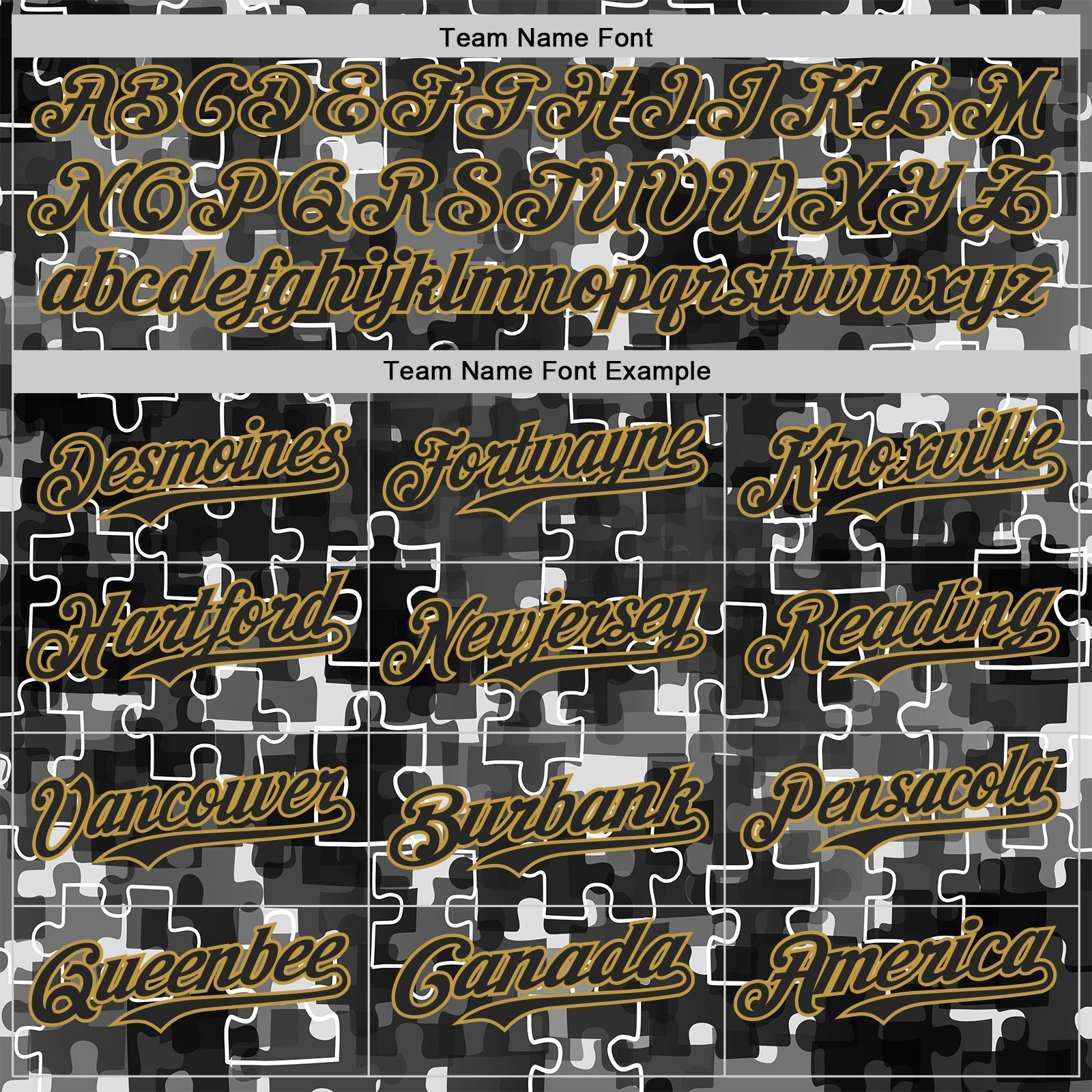 Custom Black-Old Gold Puzzle 3D Pattern Design Authentic Baseball Jersey