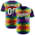 Custom Black-White Puzzle 3D Pattern Design Authentic Baseball Jersey