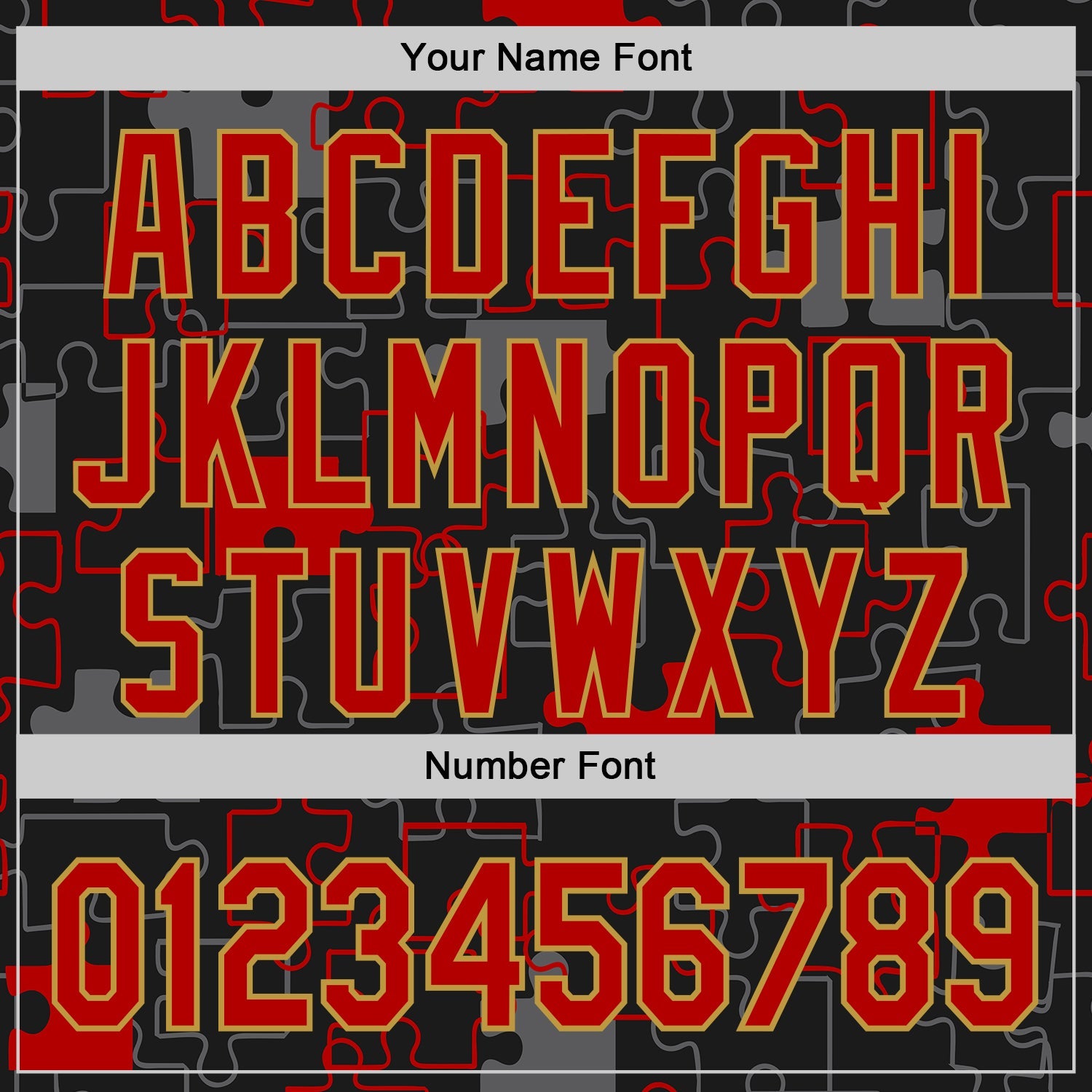Custom Black Red-Old Gold Puzzle 3D Pattern Design Authentic Baseball Jersey