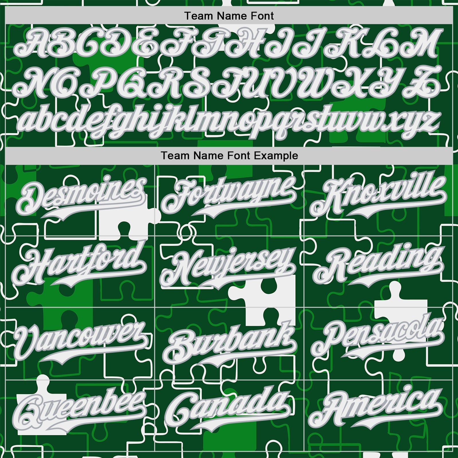 Custom Green White-Gray Puzzle 3D Pattern Design Authentic Baseball Jersey