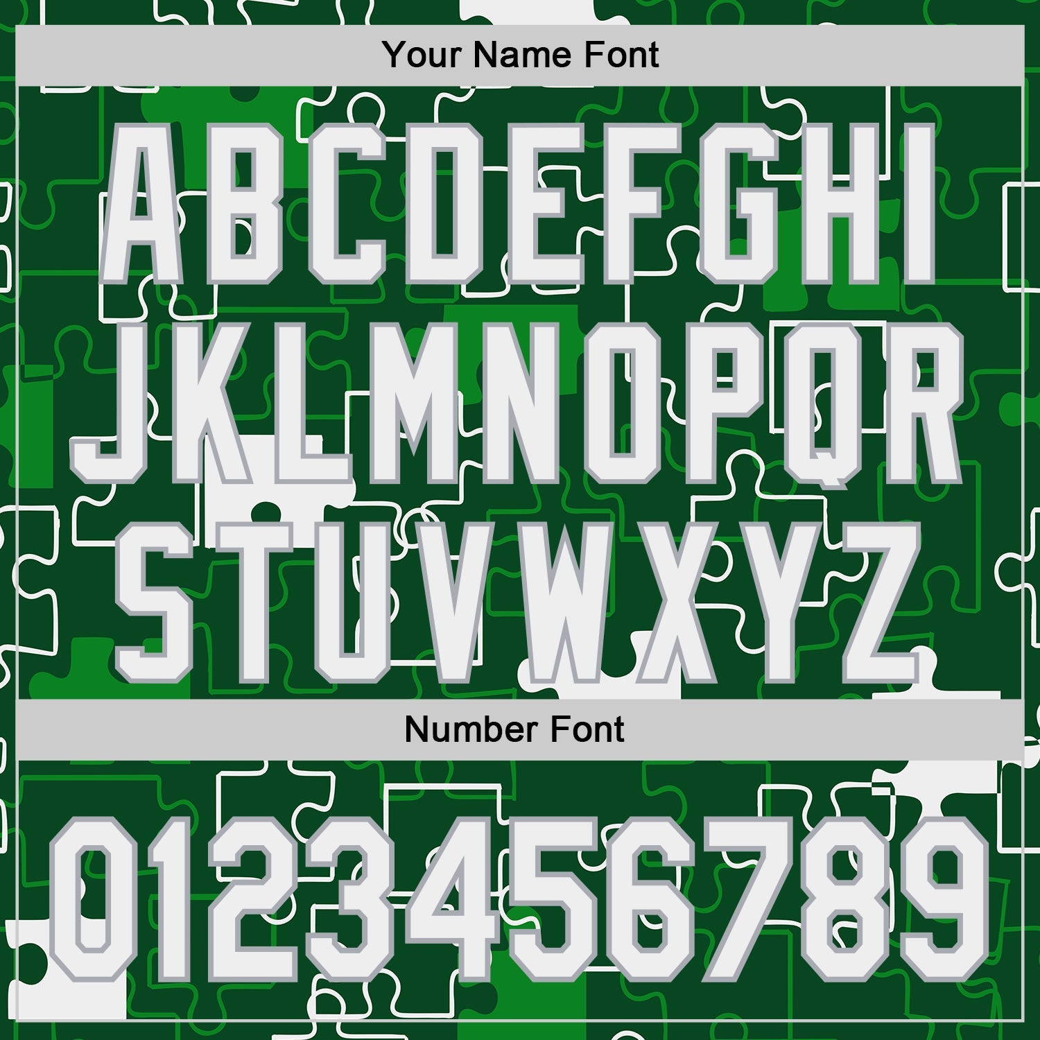 Custom Green White-Gray Puzzle 3D Pattern Design Authentic Baseball Jersey