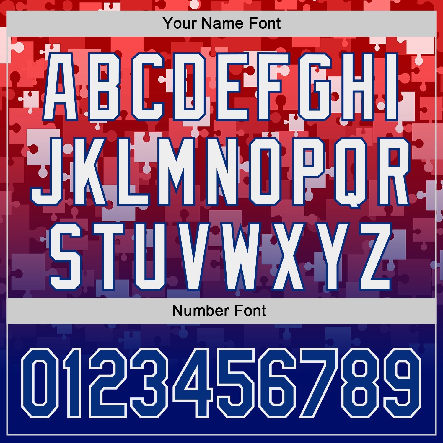 Custom Red Royal-White Gradient Puzzle 3D Pattern Design Authentic Baseball Jersey