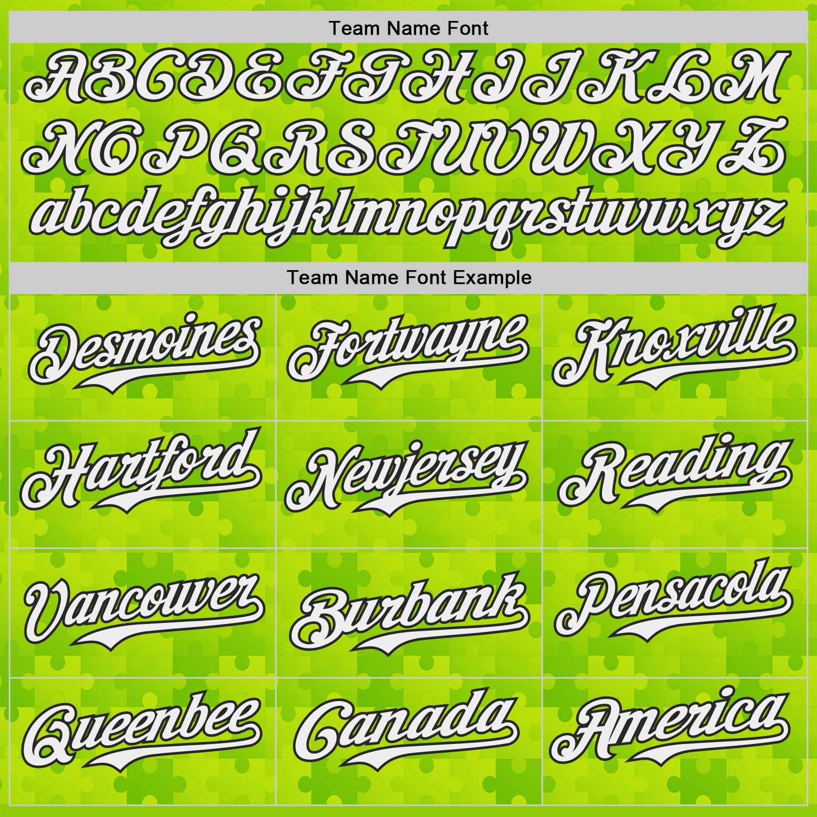 Custom Neon Green White-Black Puzzle 3D Pattern Design Authentic Baseball Jersey