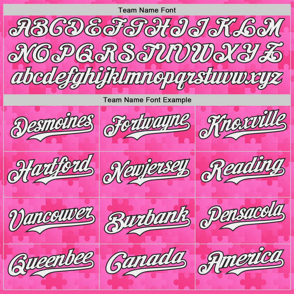 Custom Pink White-Black Puzzle 3D Pattern Design Authentic Baseball Jersey