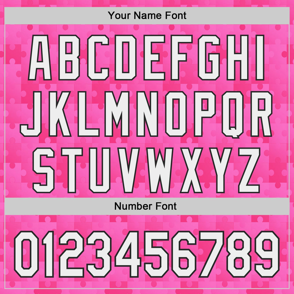 Custom Pink White-Black Puzzle 3D Pattern Design Authentic Baseball Jersey