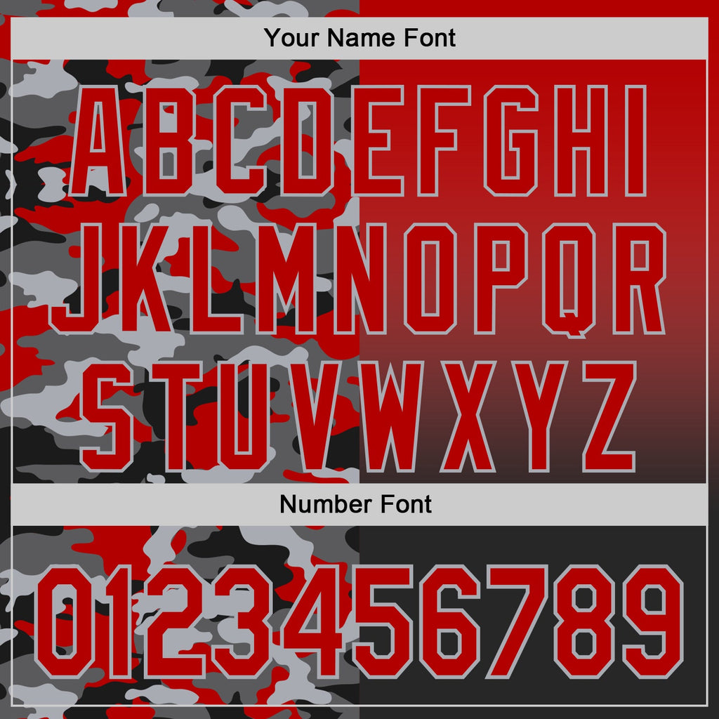 Custom Red Black-Gray Half Camo Ombre Authentic Baseball Jersey