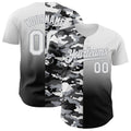 Custom White Black-Gray Half Camo Ombre Authentic Baseball Jersey