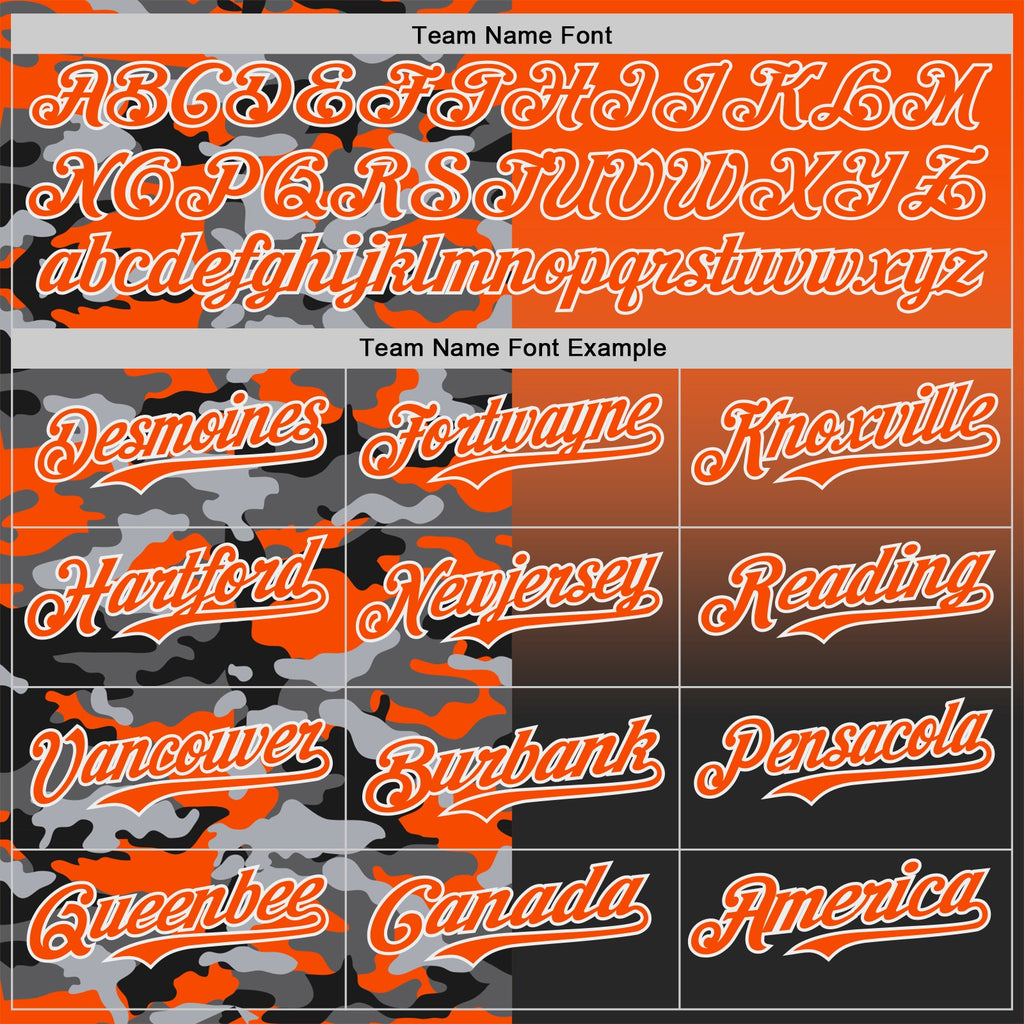 Custom Orange Black-White Half Camo Ombre Authentic Baseball Jersey