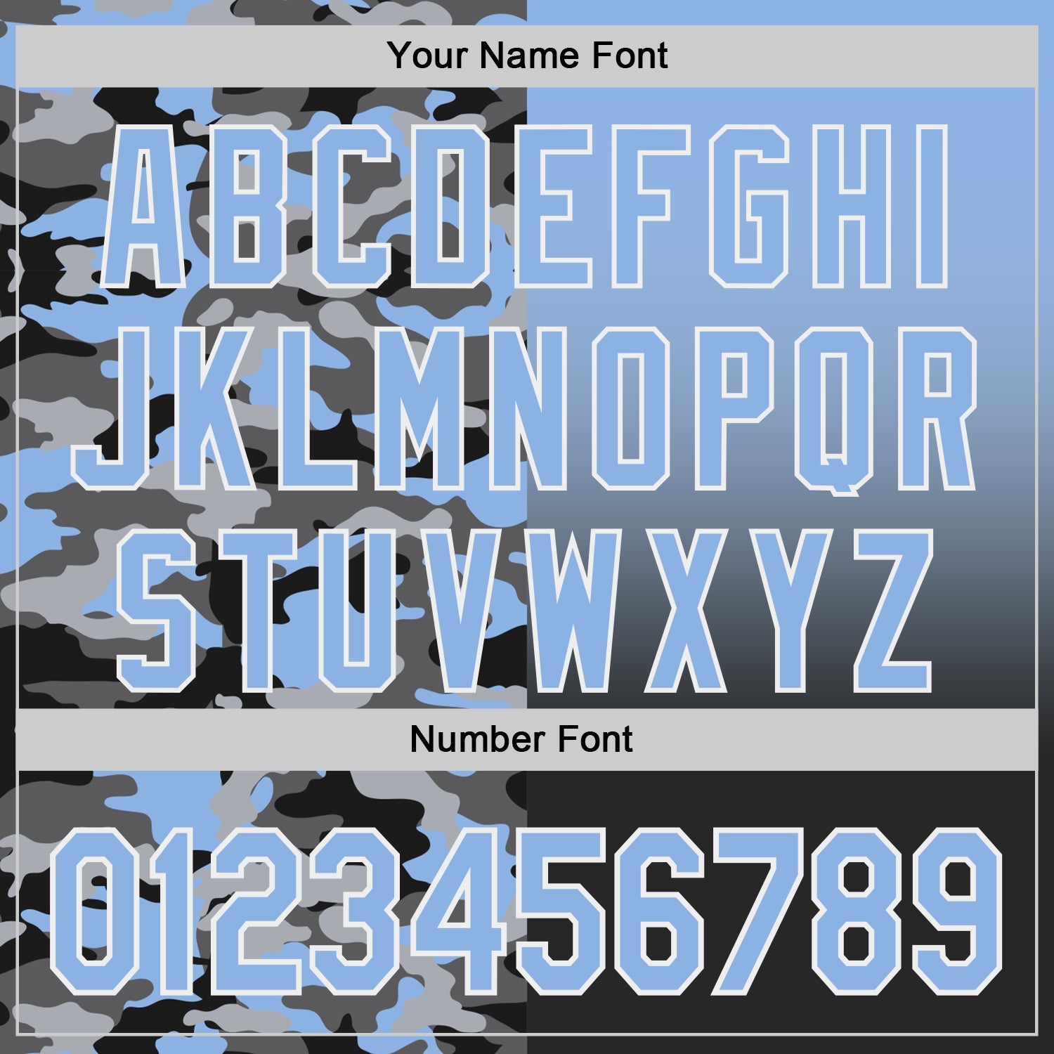 Custom Light Blue Black-White Half Camo Ombre Authentic Baseball Jersey