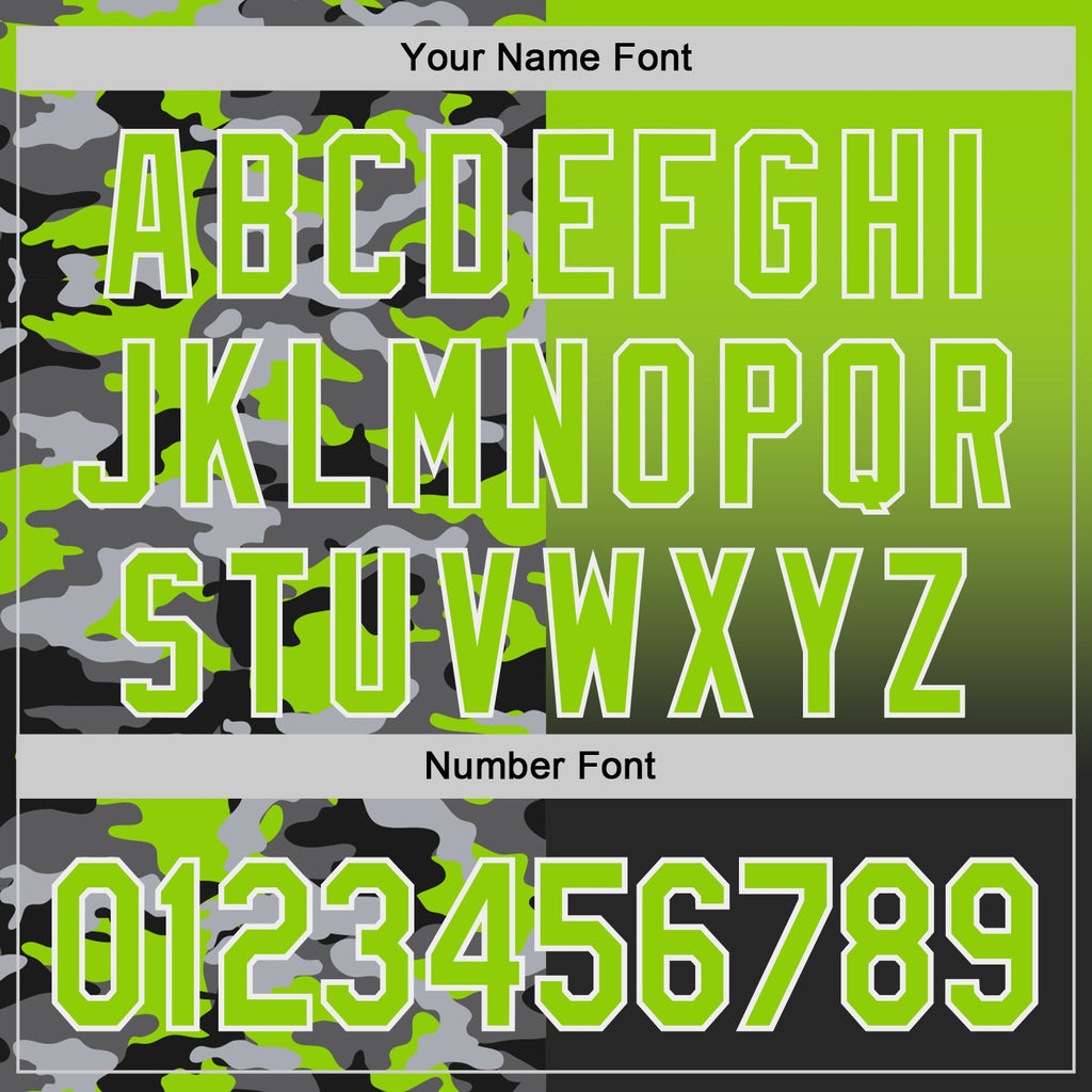 Custom Neon Green Black-White Half Camo Ombre Authentic Baseball Jersey