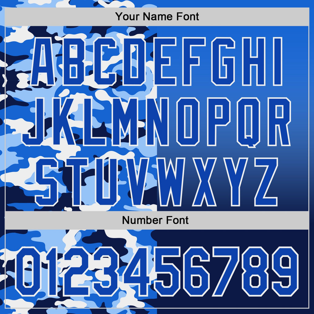 Custom Thunder Blue Navy-White Half Camo Ombre Authentic Baseball Jersey