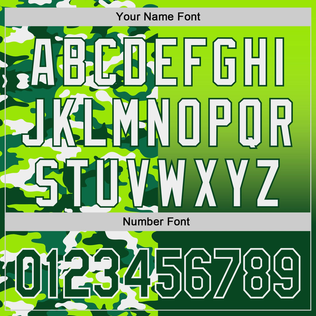 Custom Neon Green Green-White Half Camo Ombre Authentic Baseball Jersey