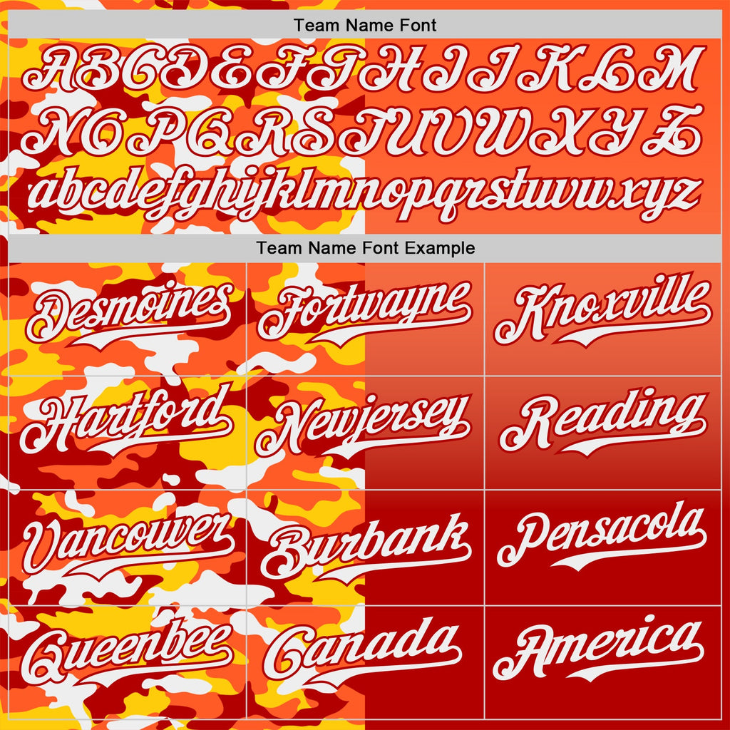 Custom Orange Red-White Half Camo Ombre Authentic Baseball Jersey
