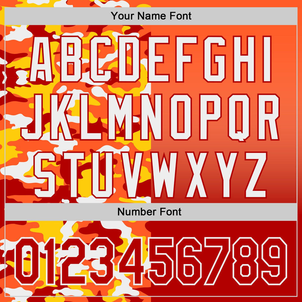 Custom Orange Red-White Half Camo Ombre Authentic Baseball Jersey
