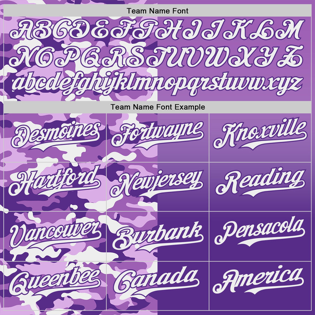 Custom Medium Purple Purple-White Half Camo Ombre Authentic Baseball Jersey
