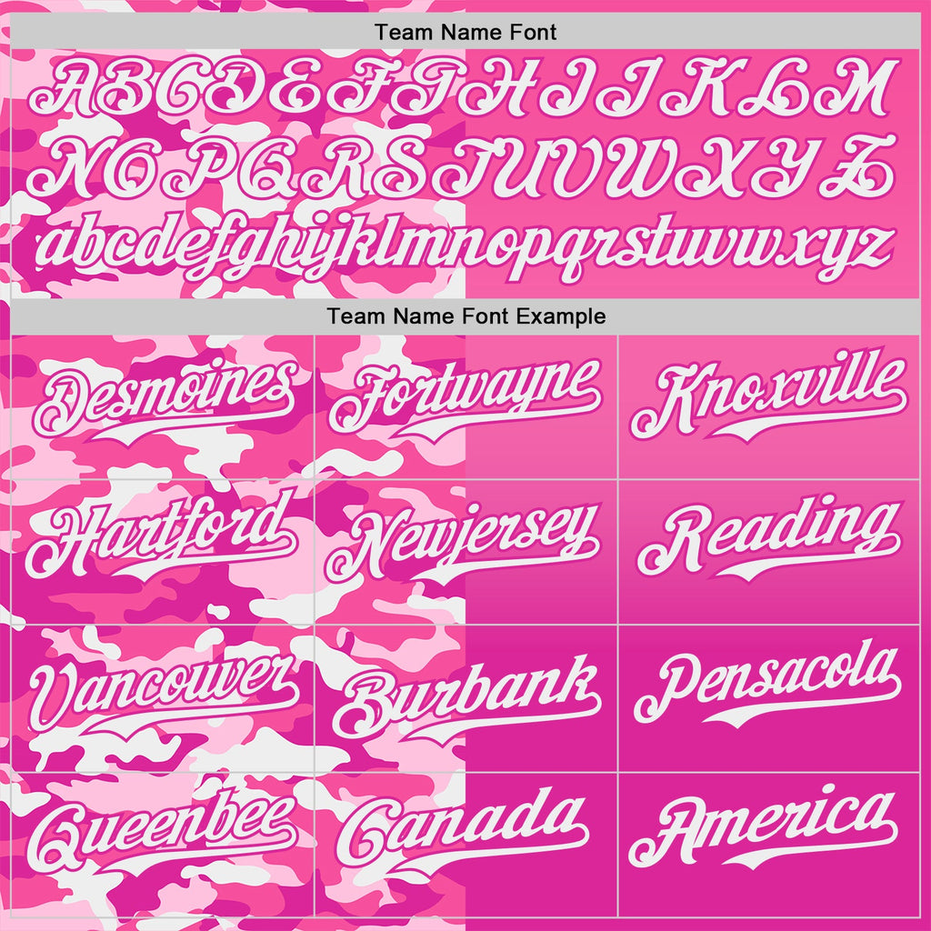 Custom Pink Deep Pink-White Half Camo Ombre Authentic Baseball Jersey