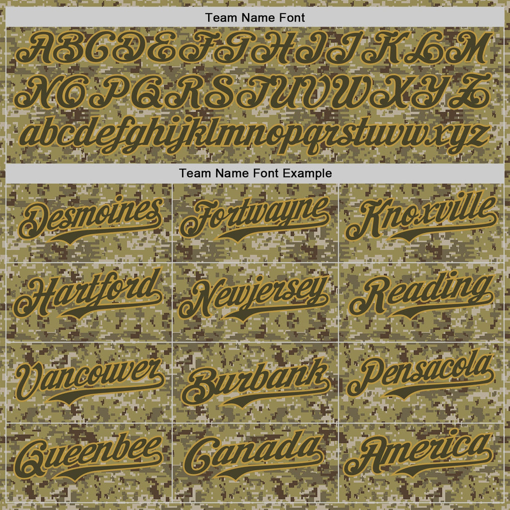 Custom Olive Brown-Old Gold Half Camo Ombre Authentic Baseball Jersey