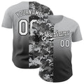 Custom Gray White-Black Half Camo Ombre Authentic Baseball Jersey