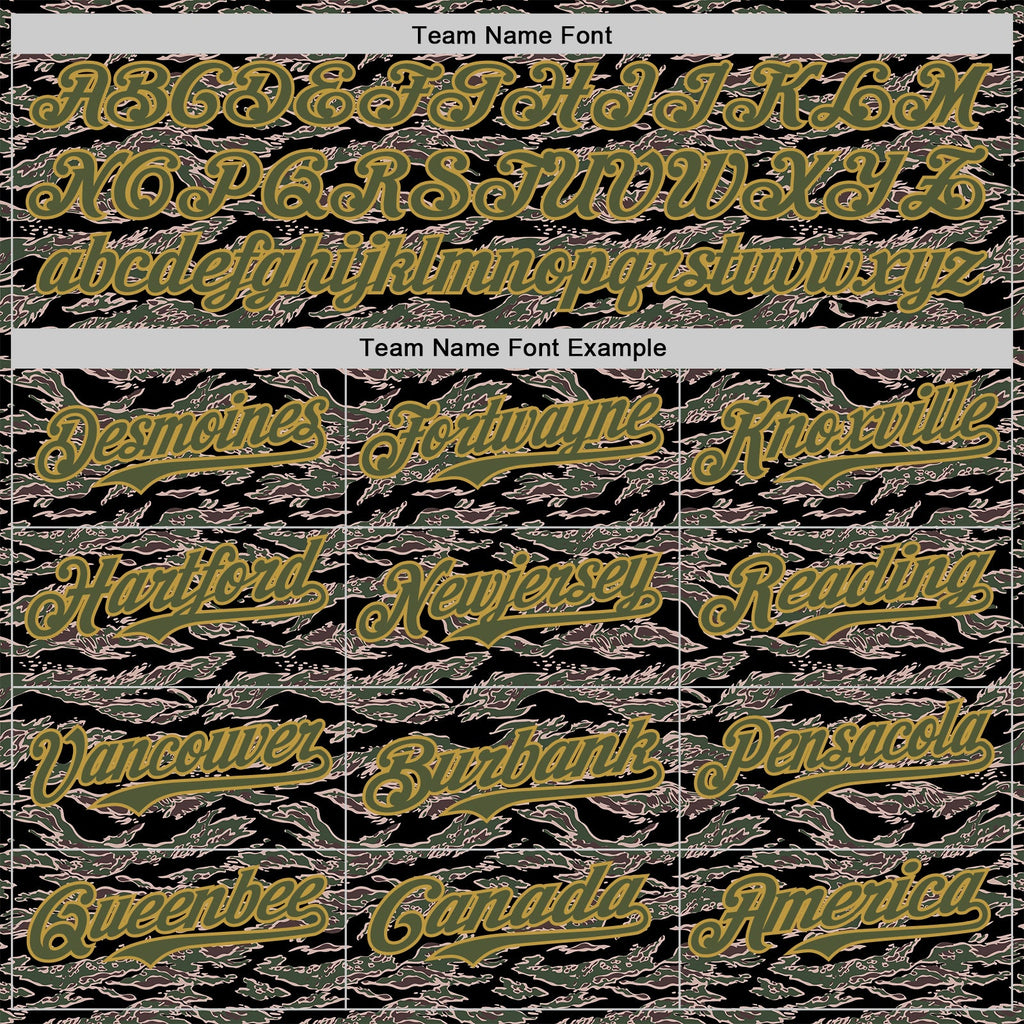 Custom Olive Black-Old Gold Half Camo Ombre Authentic Baseball Jersey