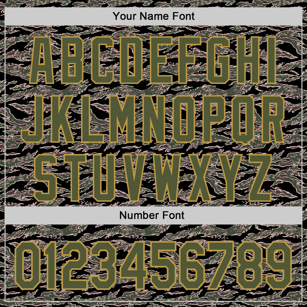 Custom Olive Black-Old Gold Half Camo Ombre Authentic Baseball Jersey