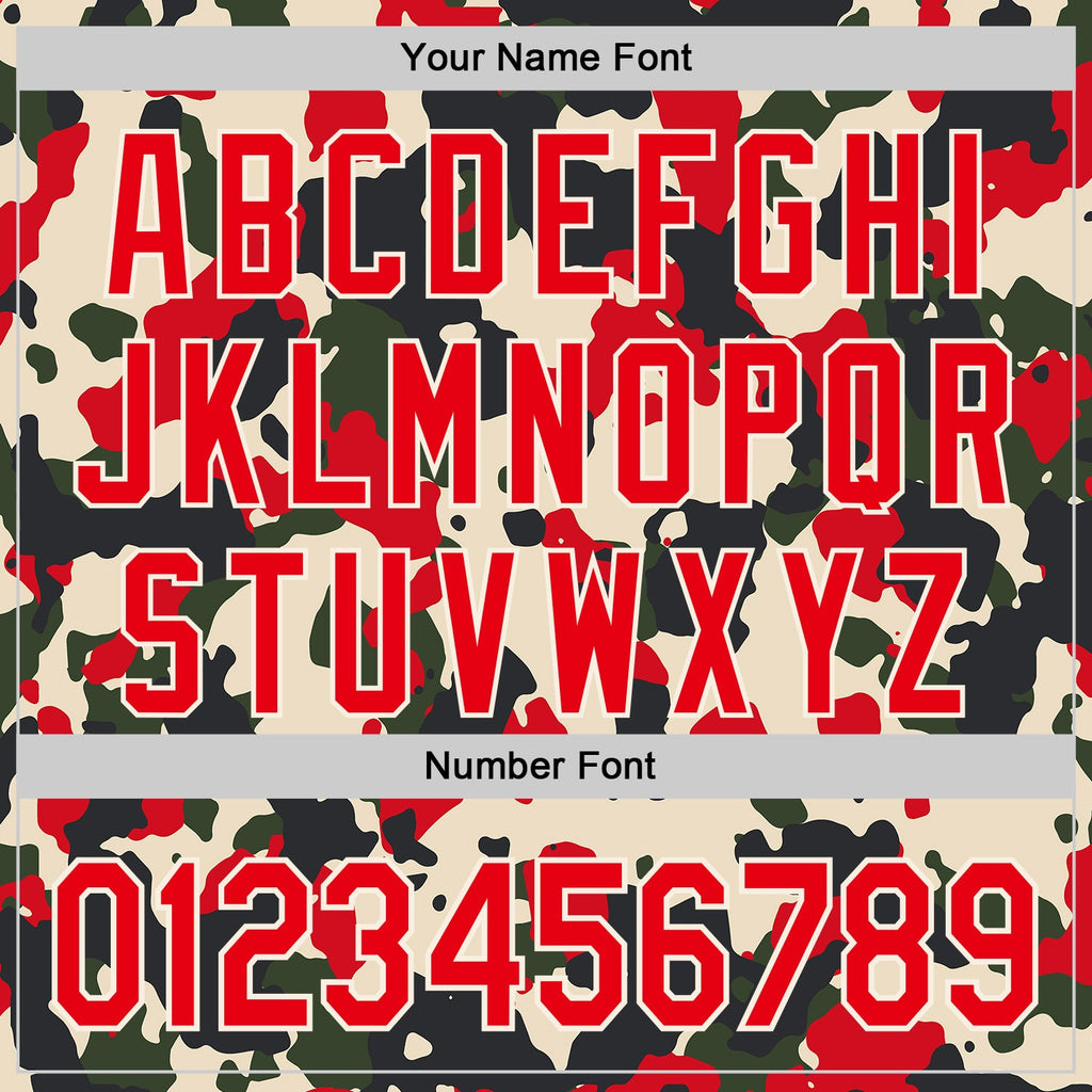 Custom Black Fire Red-Cream Half Camo Ombre Authentic Baseball Jersey